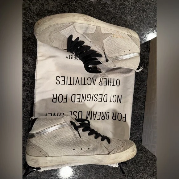 RARE Golden Goose Mid Star Sneakers White Python & Suede Size 39 EUC w Dust Bag🖤 - Picture 7 of 17